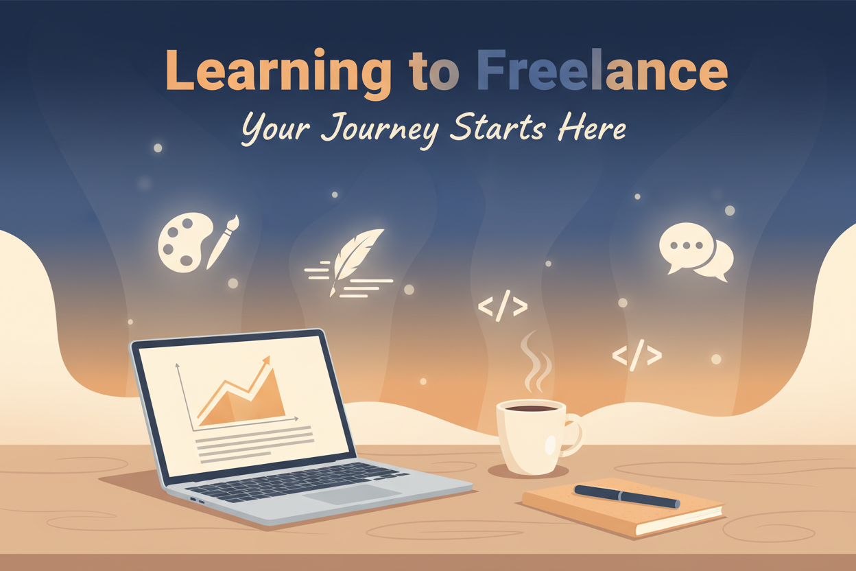 Generate an image around Learning to Freelance; you can add text too on the image